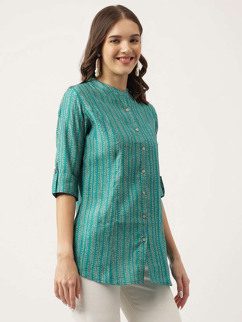 turquoise green silk blend shirt tunic - 20048023 -  Standard Image - 1