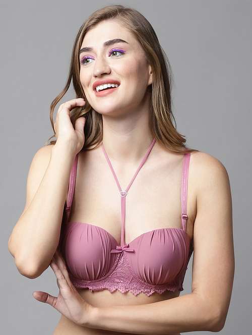 pink polyester push up bra - 20049999 -  Standard Image - 0