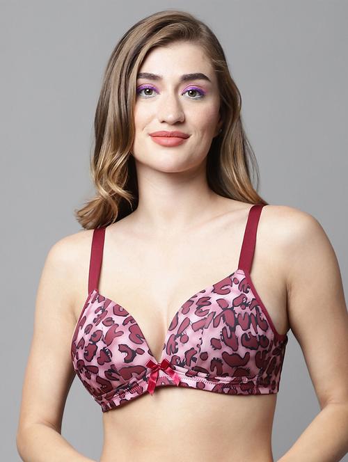 red polyester plunge bra - 20050003 - Standard Image - 0