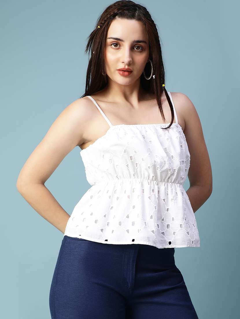 women's peplum shoulder strap top