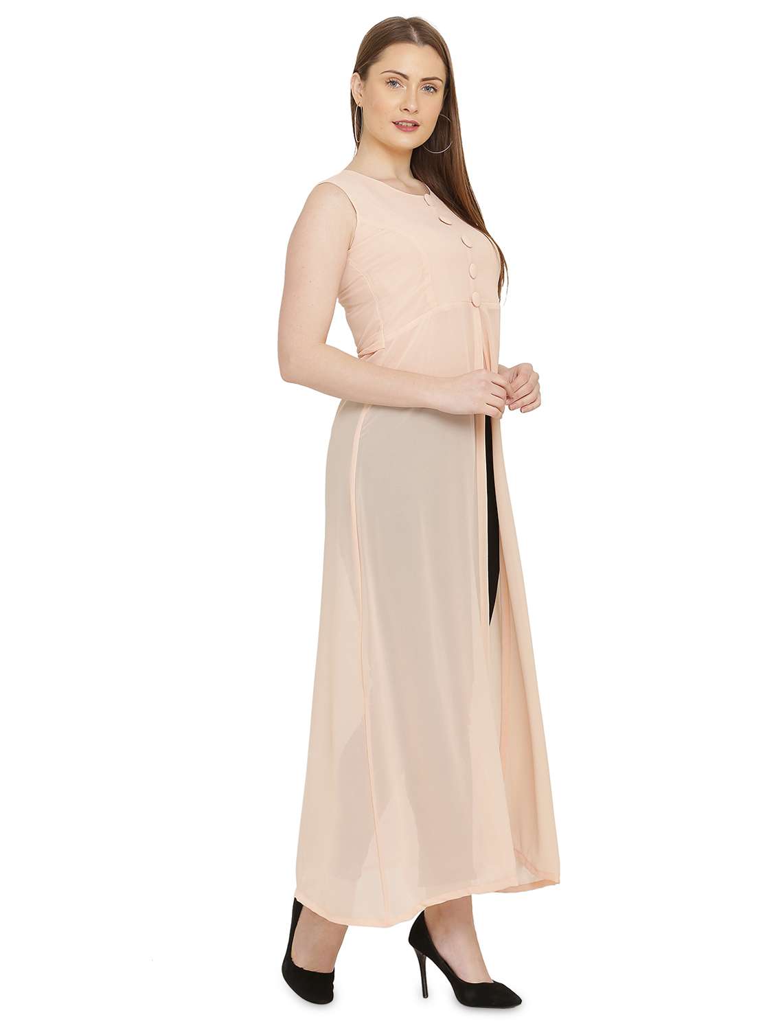pink solid fit & flare tunic - 20051724 - Standard Image - 1