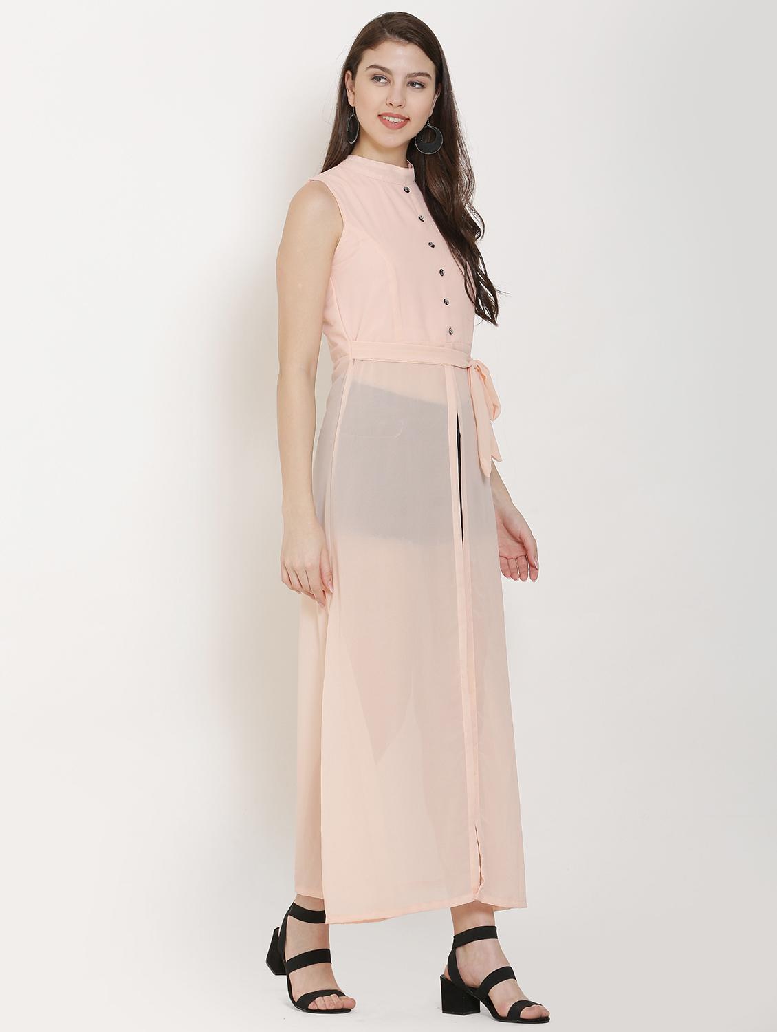 pink solid fit & flare tunic - 20051725 - Standard Image - 1