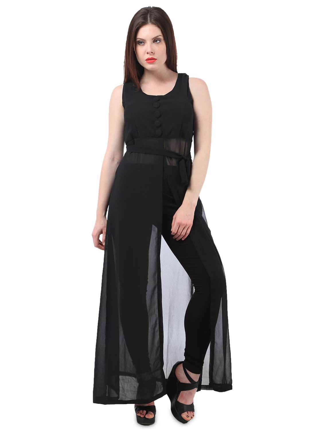 black solid fit & flare tunic