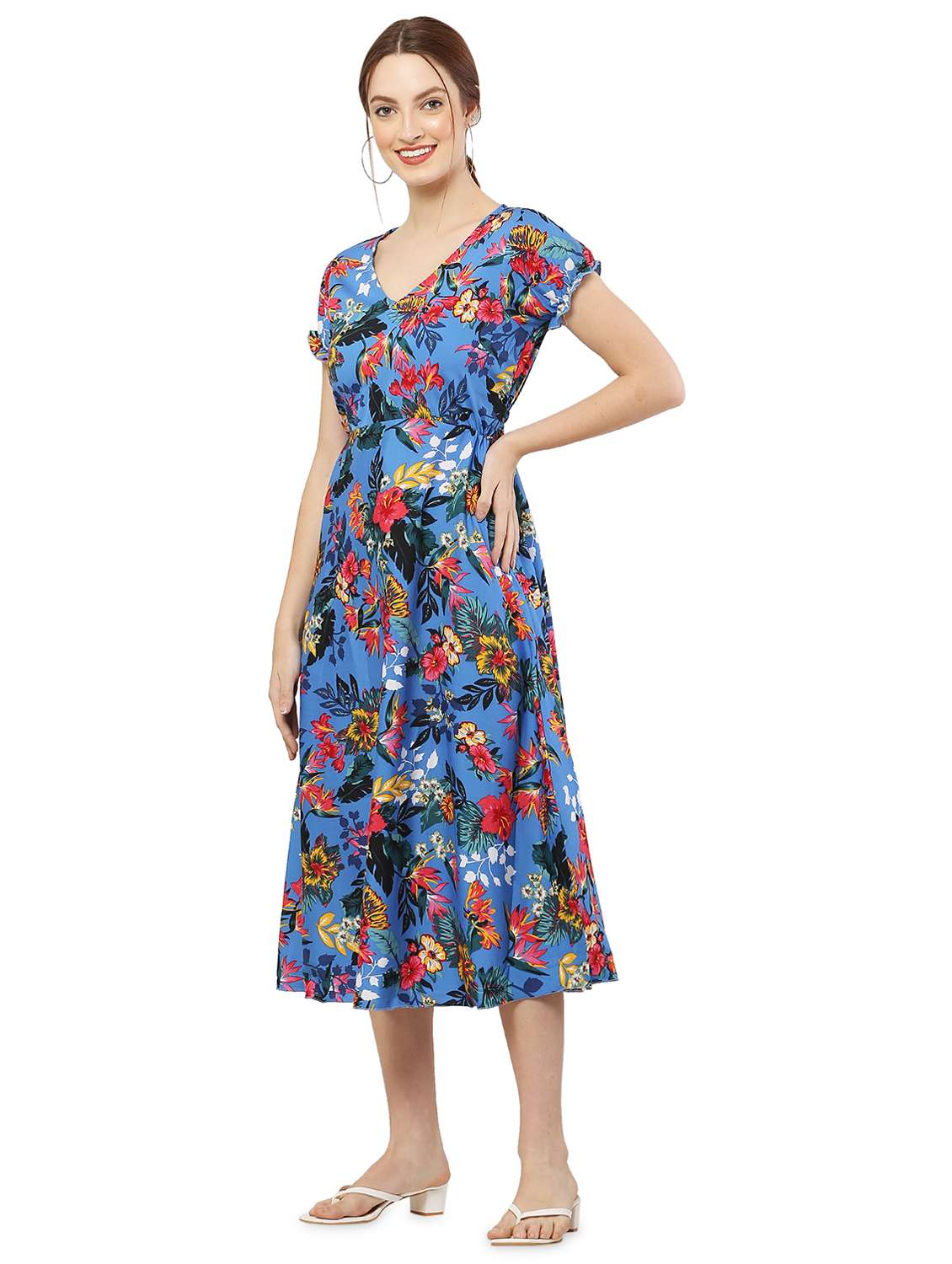 women's fit & flare color block dress - 20051733 - Standard Image - 1