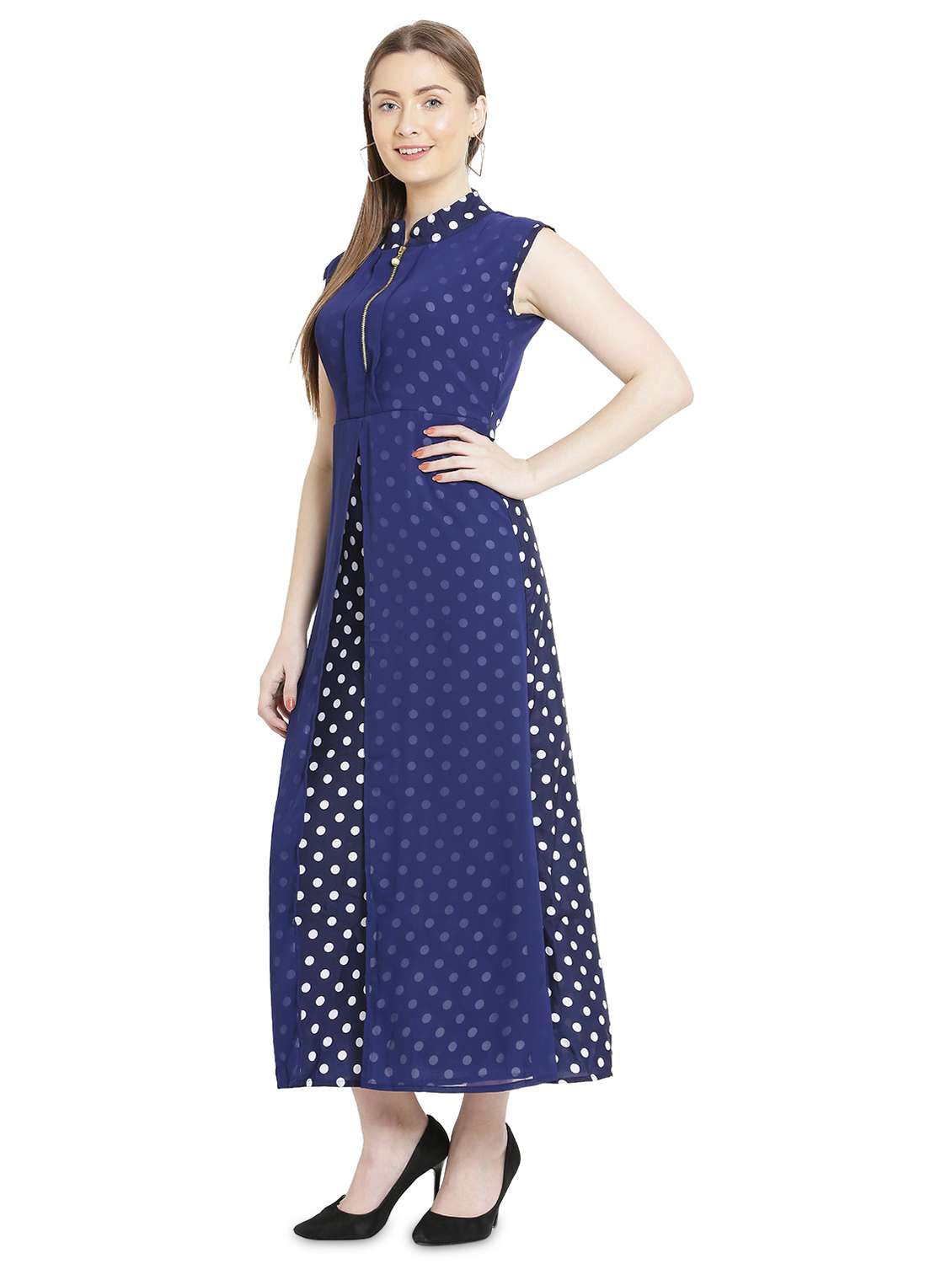 blue polka dots fit & flare tunic - 20051735 - Standard Image - 1