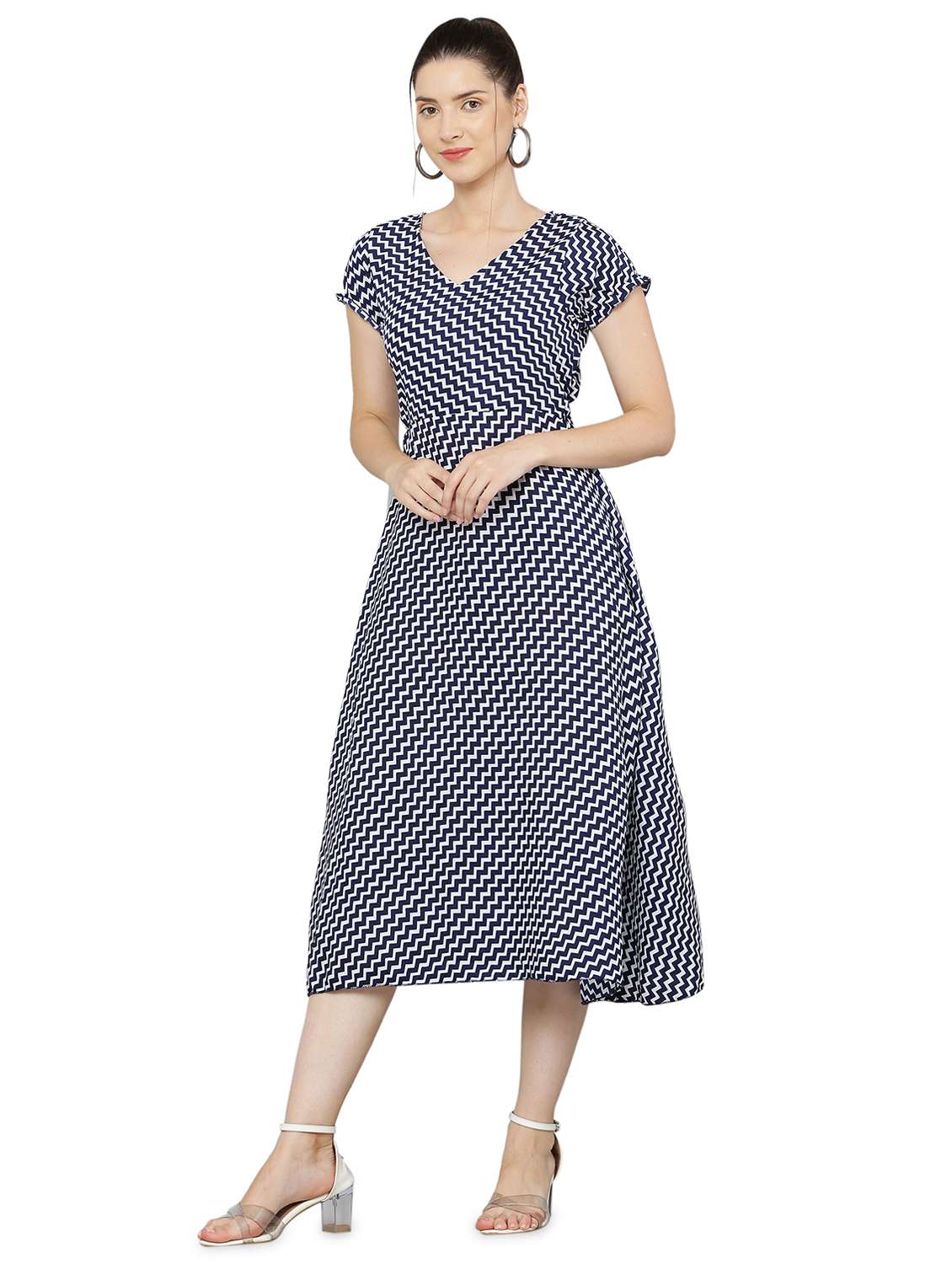 women's fit & flare color block dress - 20051737 - Standard Image - 1