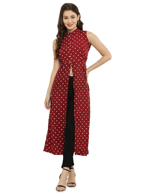 red polka dots fit & flare tunic - 20051747 - Standard Image - 0