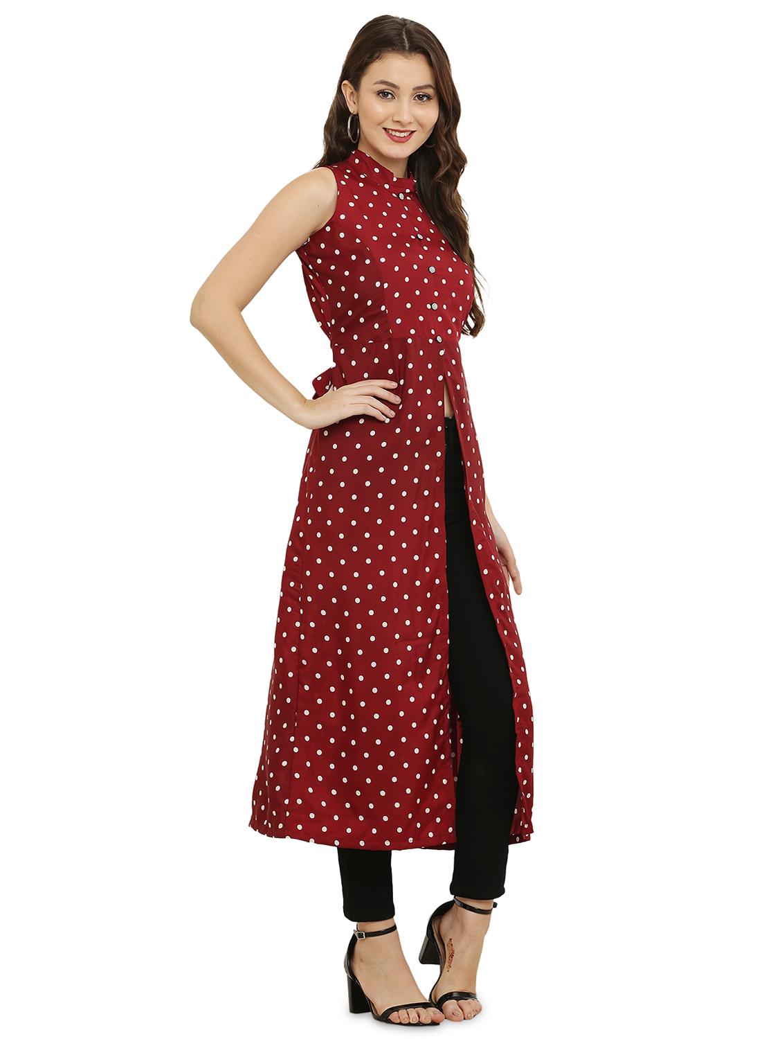 red polka dots fit & flare tunic - 20051747 - Standard Image - 1