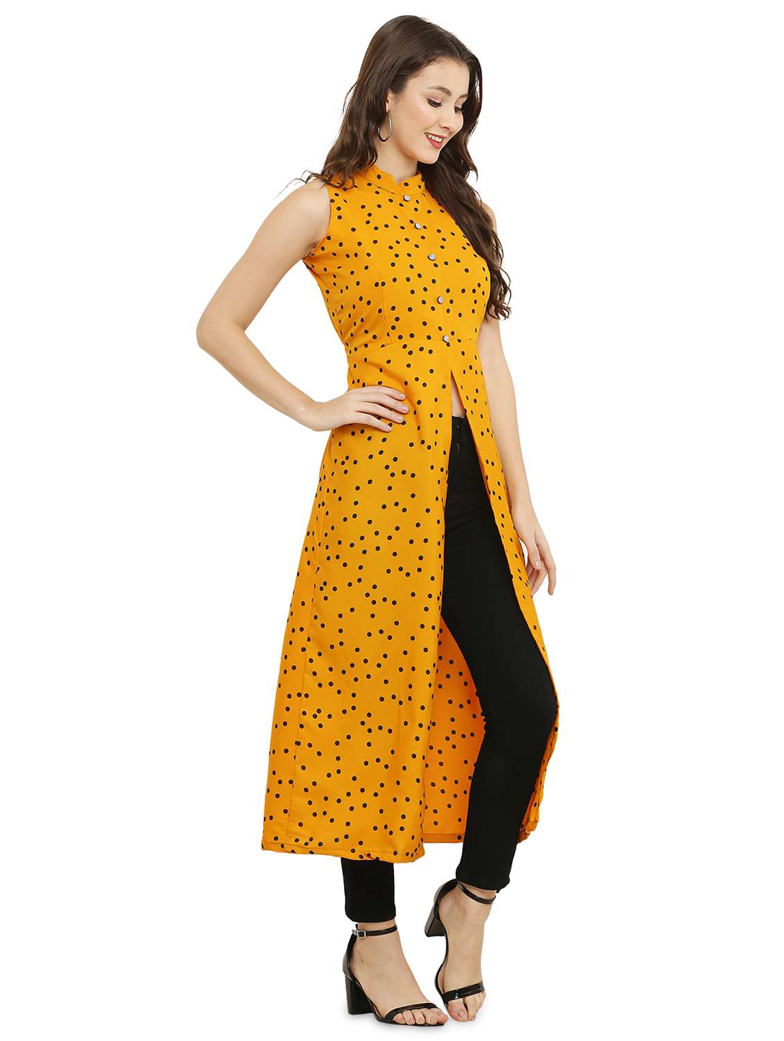 yellow polka dots fit & flare tunic - 20051755 -  Standard Image - 1
