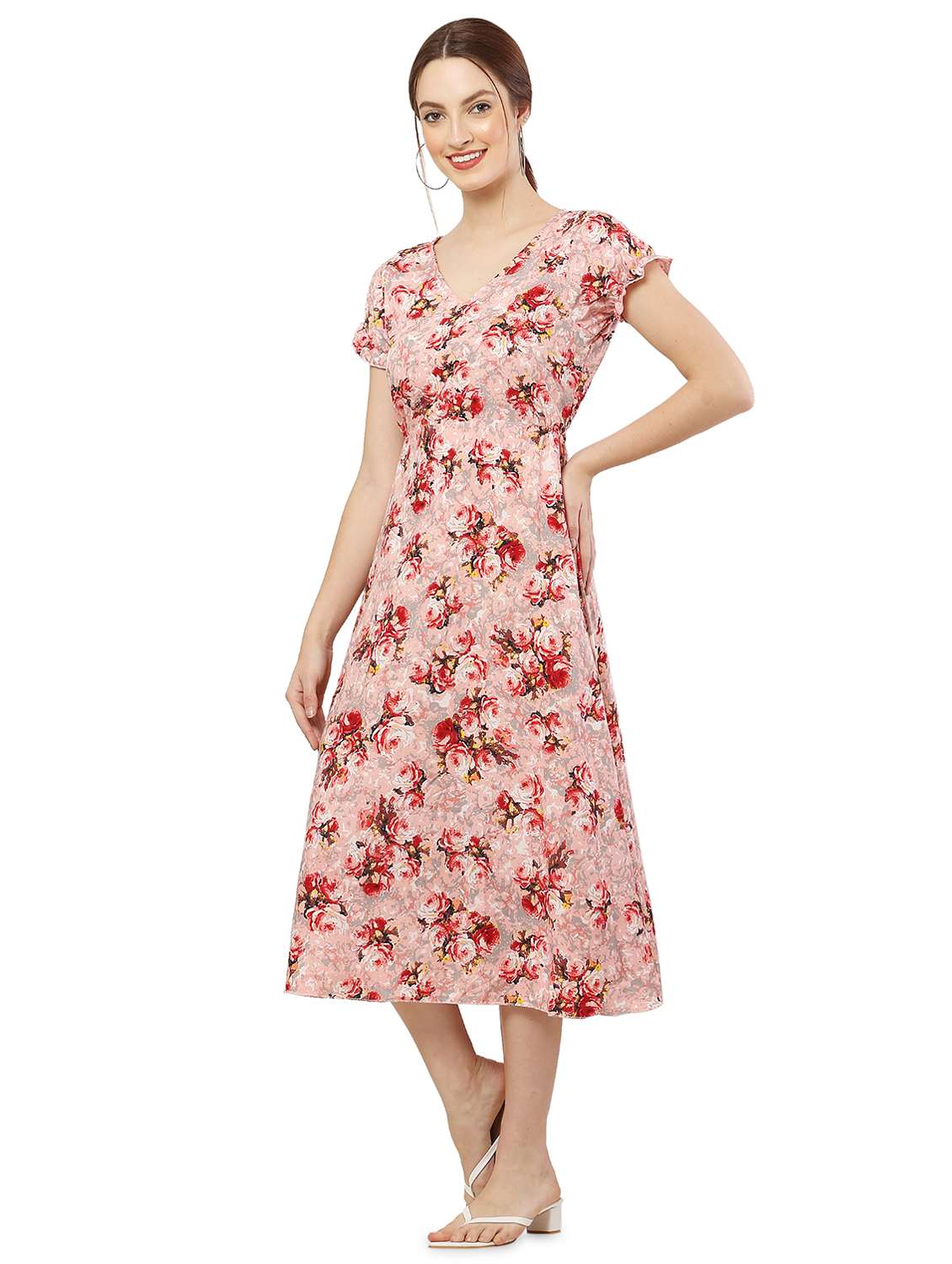 women's fit & flare floral dress - 20051762 - Standard Image - 1