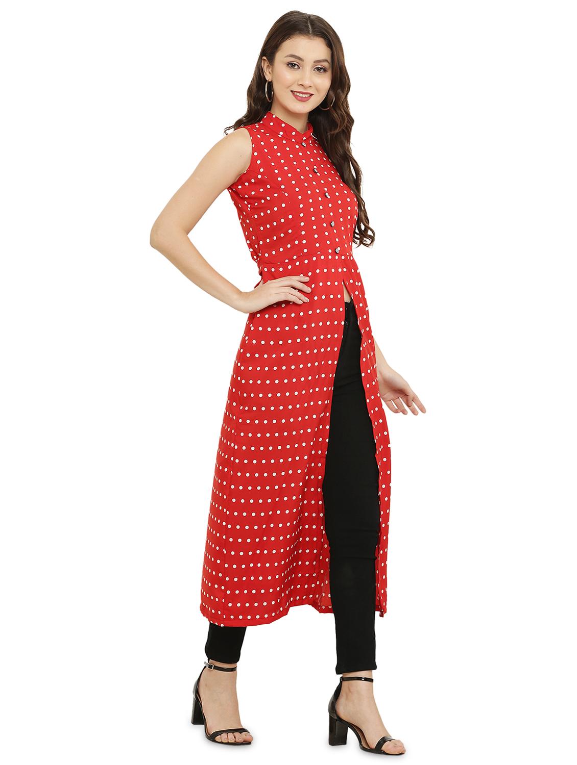 red polka dots fit & flare tunic - 20051768 - Standard Image - 1