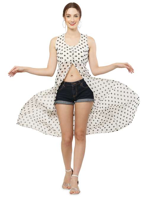 white polka dots fit & flare tunic - 20051775 -  Standard Image - 0