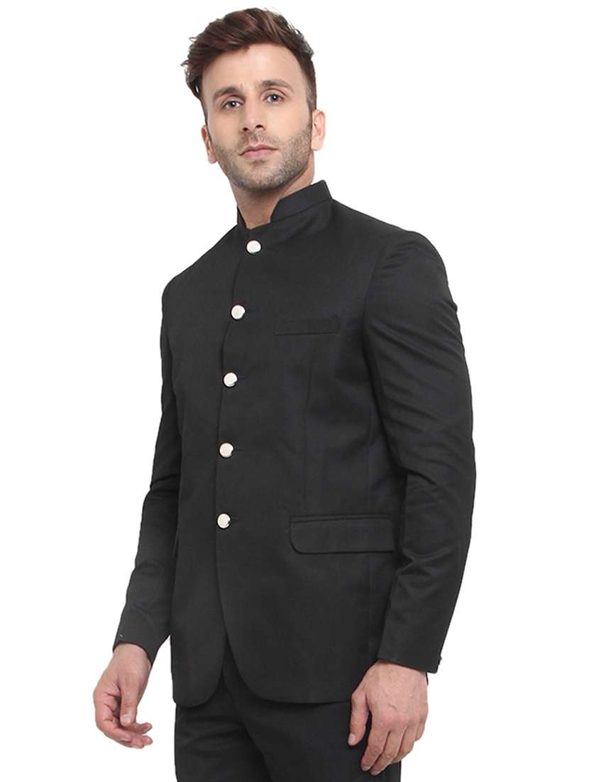 black cotton blend bandhgala