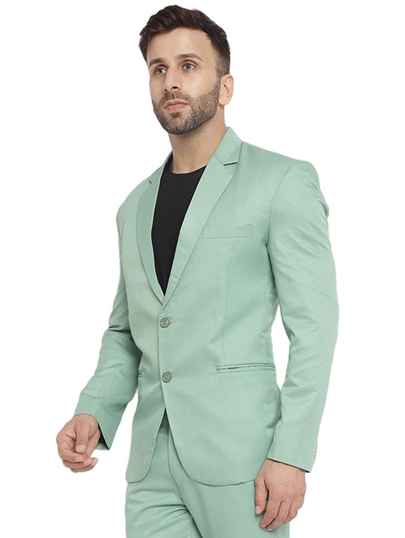 green cotton blend single breast blazer - 20051786 - Standard Image - 1