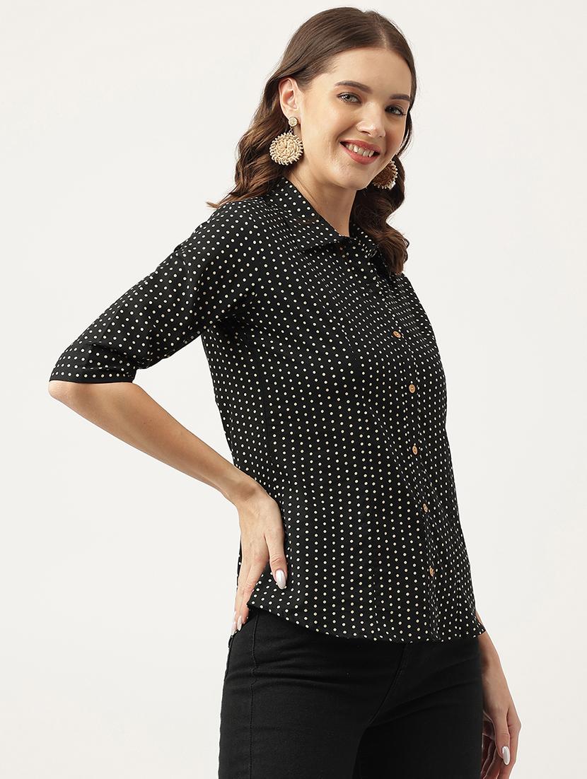 black polka dots regular shirt - 20051960 - Standard Image - 1