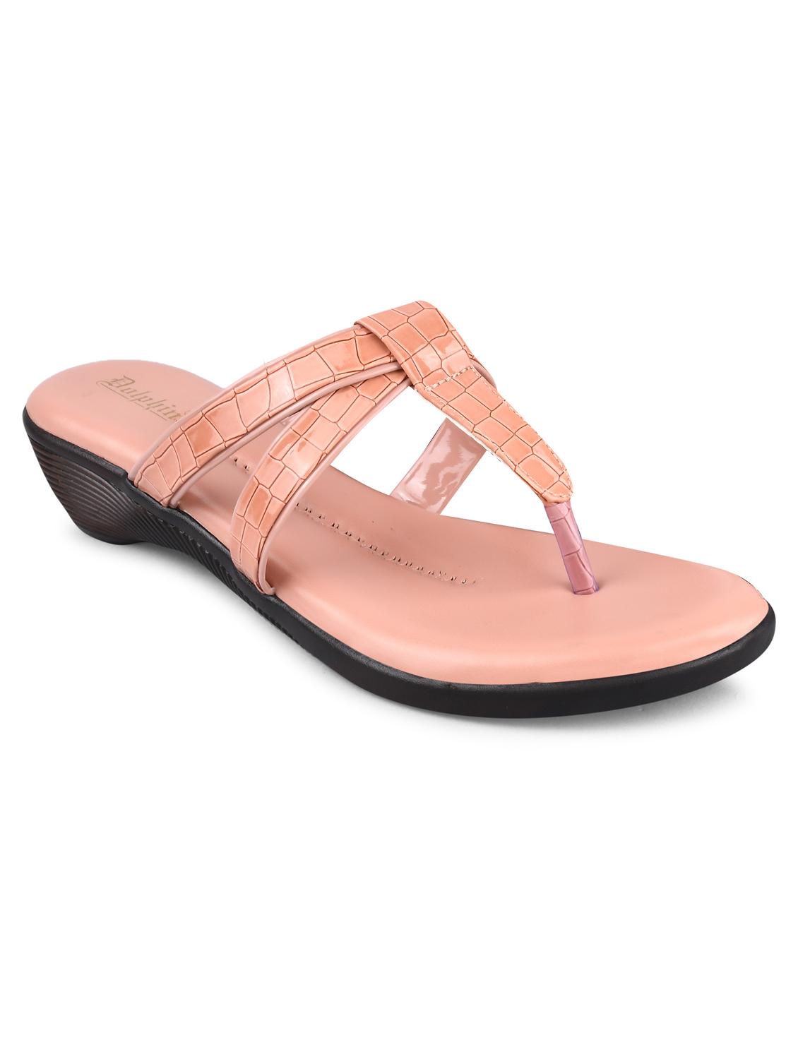 peach pu slip on sandals - 20052065 -  Standard Image - 1