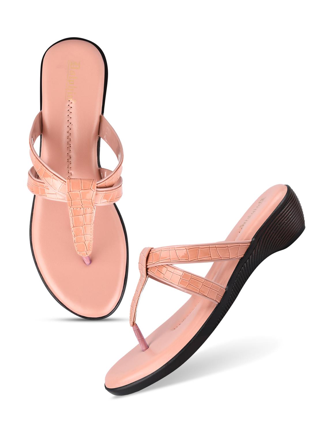 peach pu slip on sandals - 20052065 - Standard Image - 4