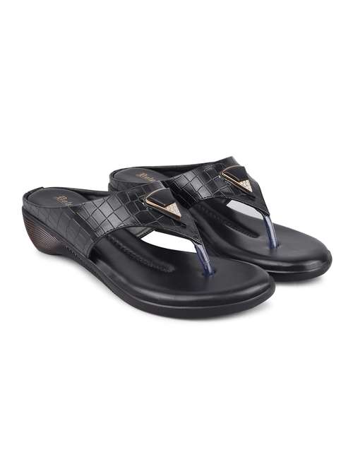 black pu slip on sandals - 20052066 - Standard Image - 0