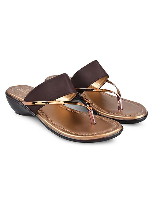 brown pu slip on sandals - 20052072 - Standard Image - 0