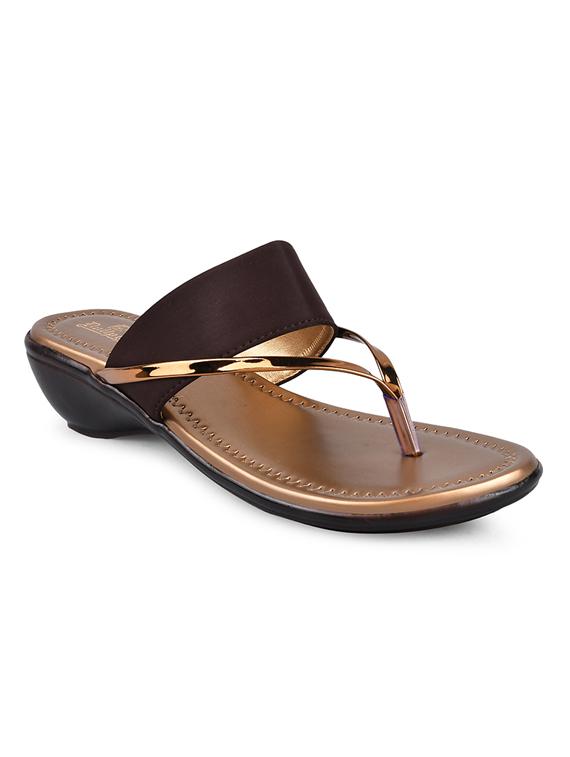 brown pu slip on sandals - 20052072 - Standard Image - 1