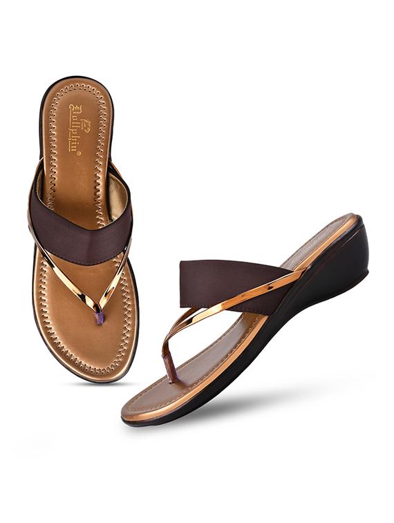 brown pu slip on sandals - 20052072 - Standard Image - 4