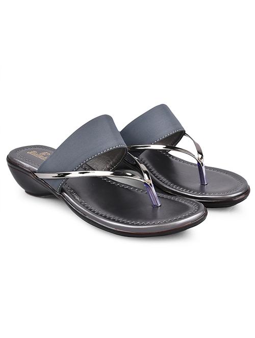 grey pu slip on sandals - 20052073 -  Standard Image - 0