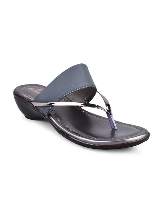 grey pu slip on sandals - 20052073 - Standard Image - 1