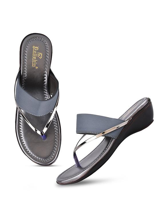grey pu slip on sandals - 20052073 - Standard Image - 4