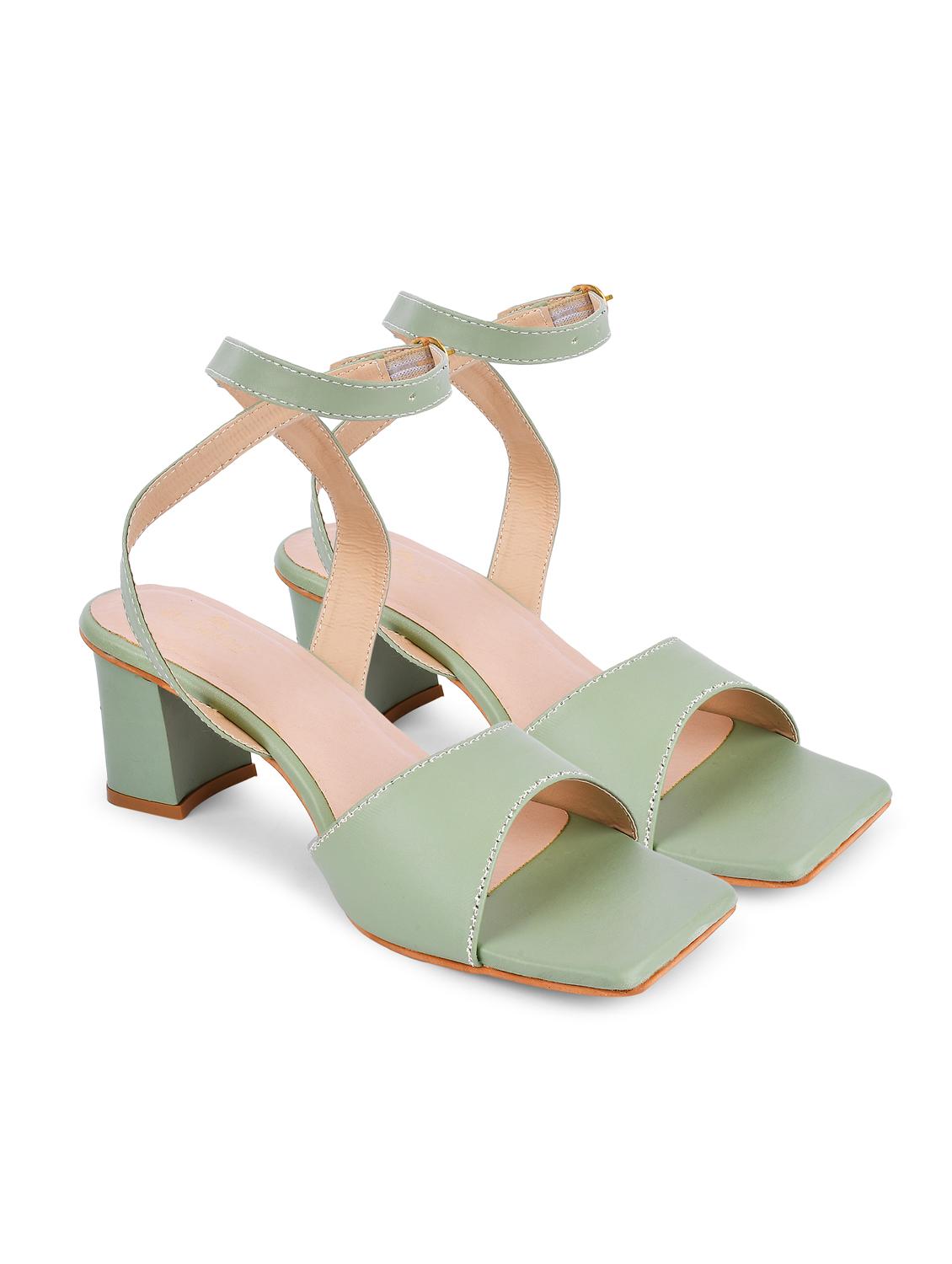 green pu ankle strap sandals - 20052075 -  Standard Image - 1