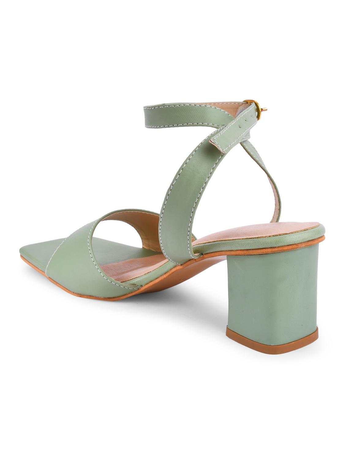 green pu ankle strap sandals - 20052075 - Standard Image - 4