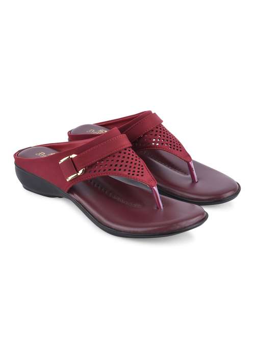 maroon pvc slip on sandals - 20052092 -  Standard Image - 0