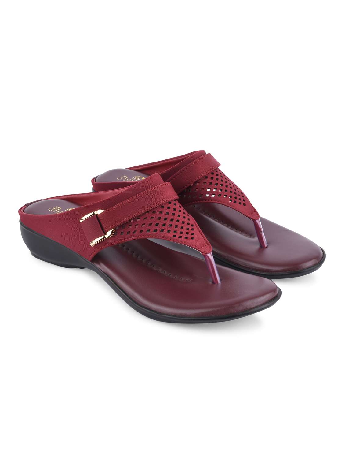 maroon pvc slip on sandals