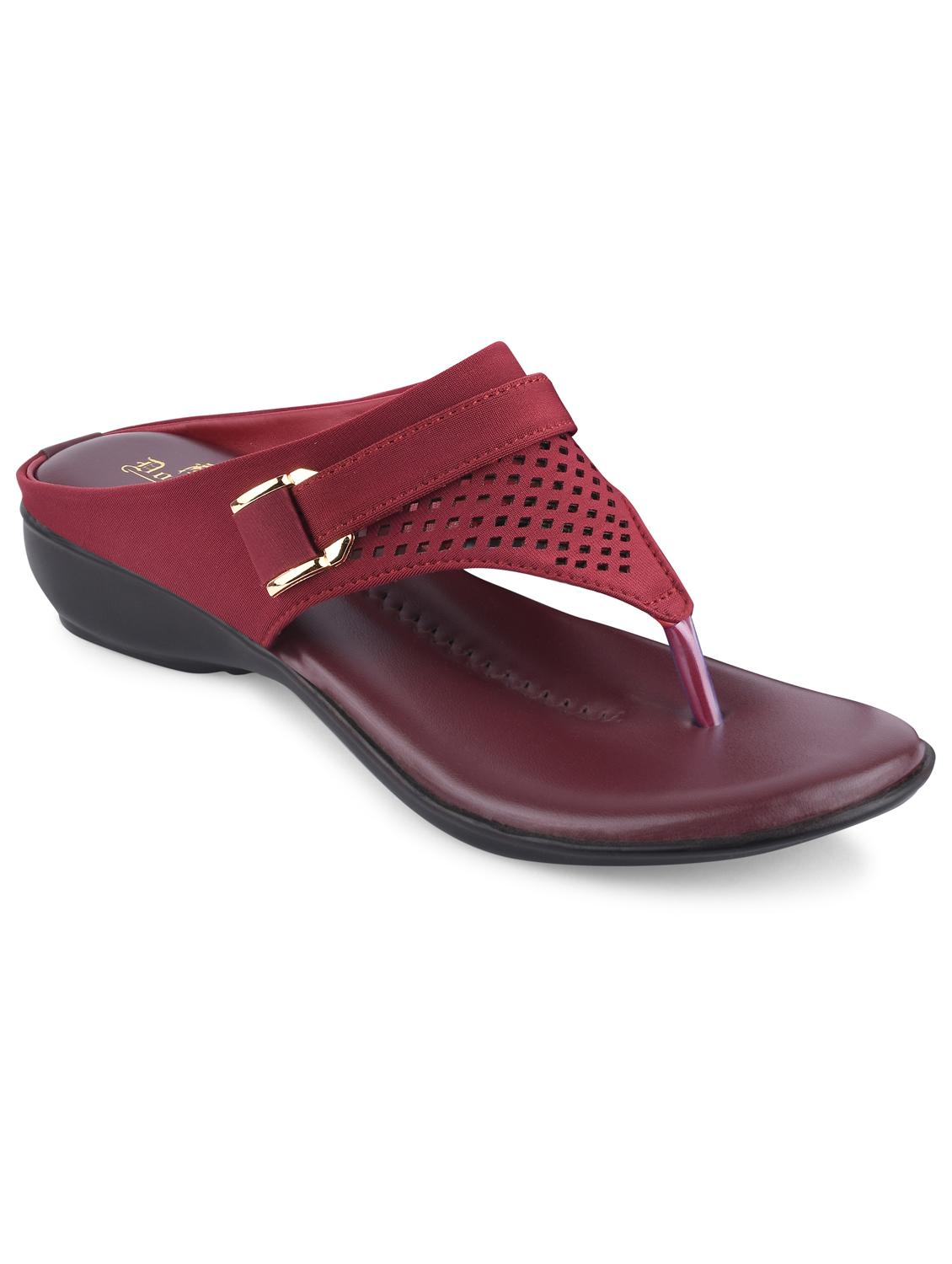 maroon pvc slip on sandals - 20052092 -  Standard Image - 1