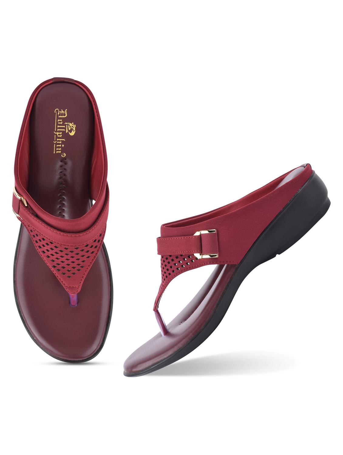 maroon pvc slip on sandals - 20052092 - Standard Image - 4