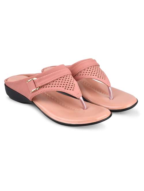 peach pvc slip on sandals - 20052094 -  Standard Image - 0