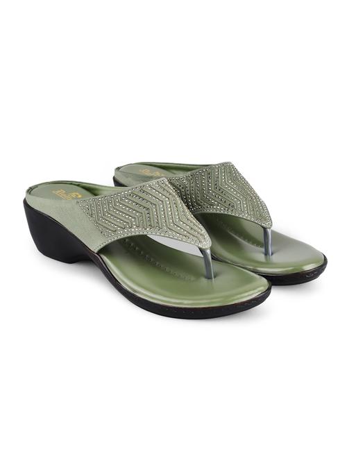 green pvc slip on sandals - 20052098 - Standard Image - 0
