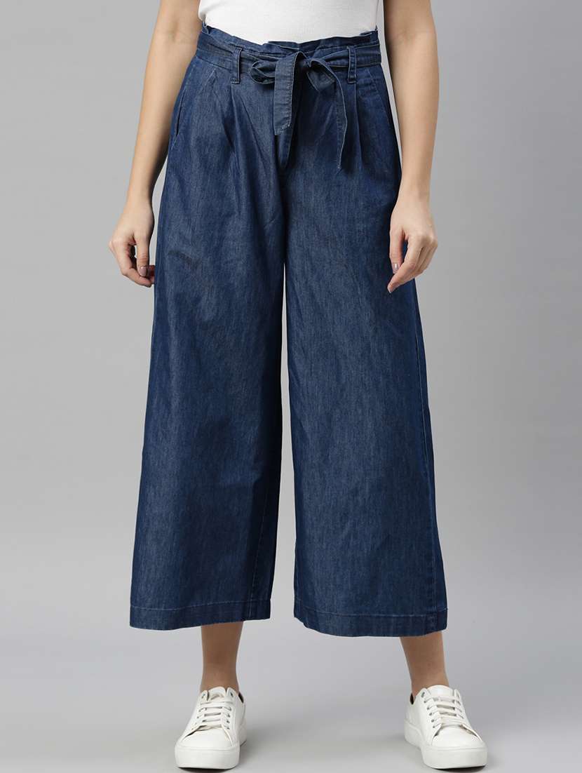 women's plain wide leg jeans