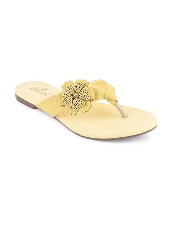 yellow pu slip on sandals - 20053036 - Standard Image - 1
