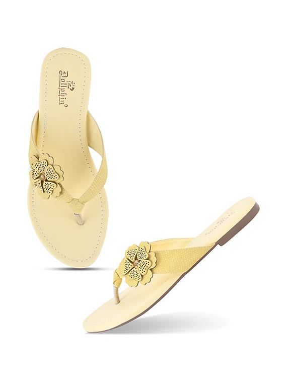 yellow pu slip on sandals - 20053036 - Standard Image - 4