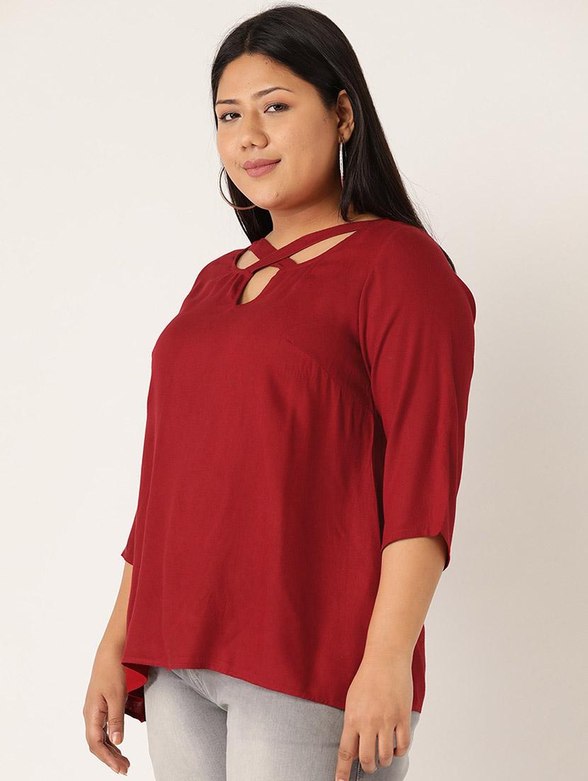 women's straight x neck top - 20053055 - Standard Image - 1