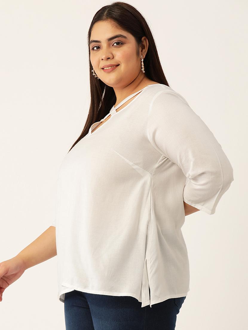 women's a line x neck top - 20053060 -  Standard Image - 1