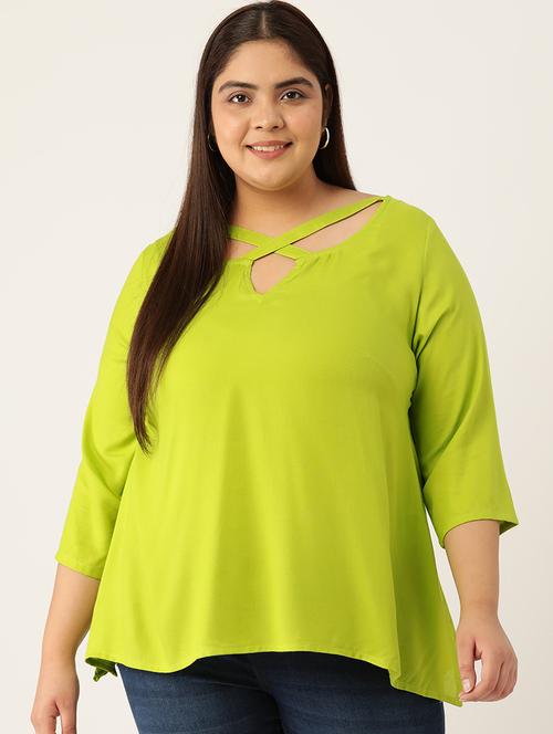 women's a line x neck top - 20053062 - Standard Image - 0
