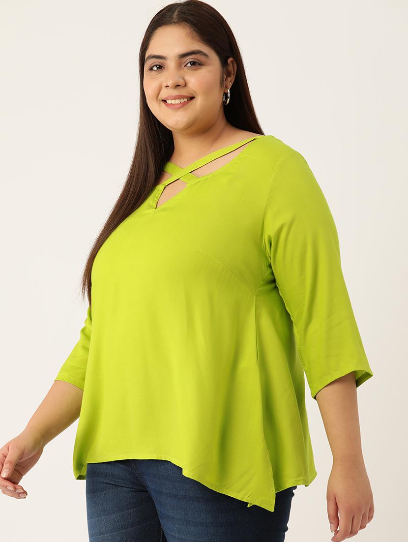women's a line x neck top - 20053062 -  Standard Image - 1