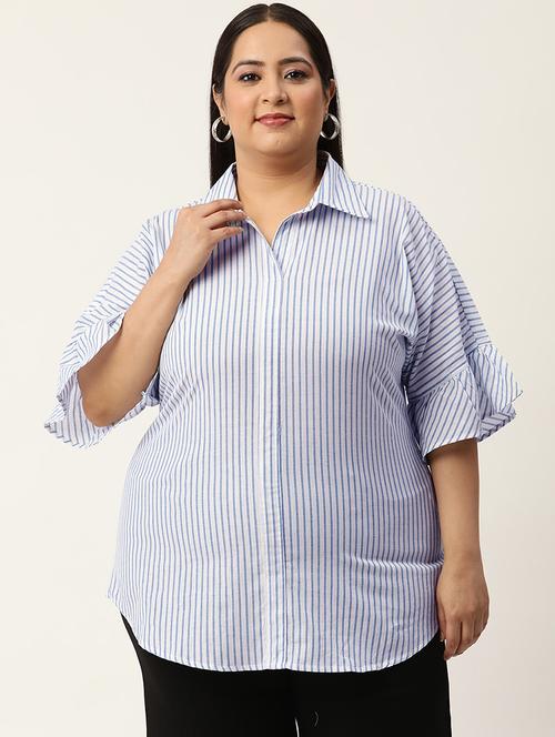 women's straight collared top - 20055571 - Standard Image - 0
