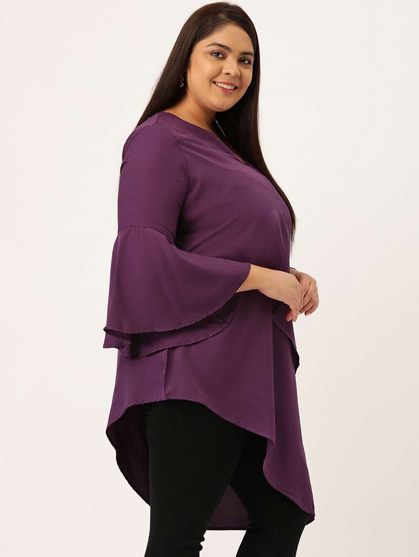 women's asymmetric v neck top - 20055651 - Standard Image - 1
