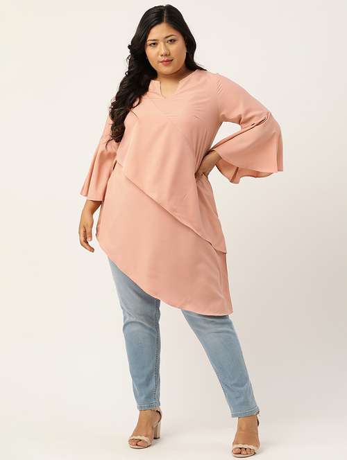 women's asymmetric notch neck top - 20055654 - Standard Image - 0