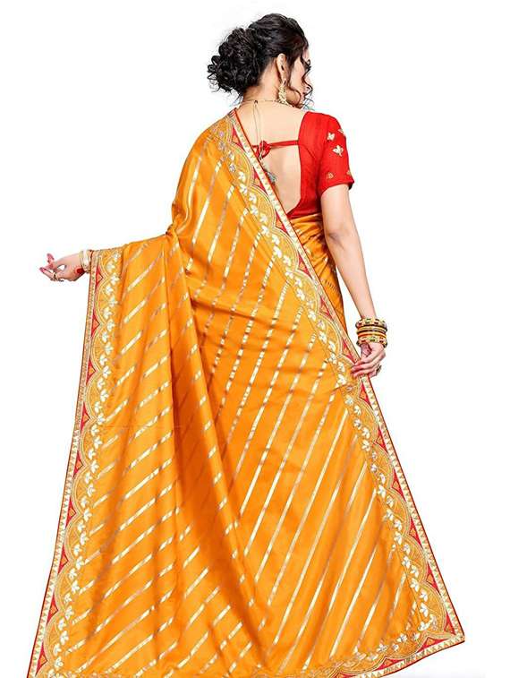 yellow leheriya saree with blouse - 20055657 - Standard Image - 1
