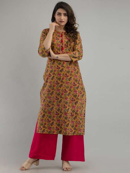 floral printed kurta palazzo set - 20055685 -  Standard Image - 0