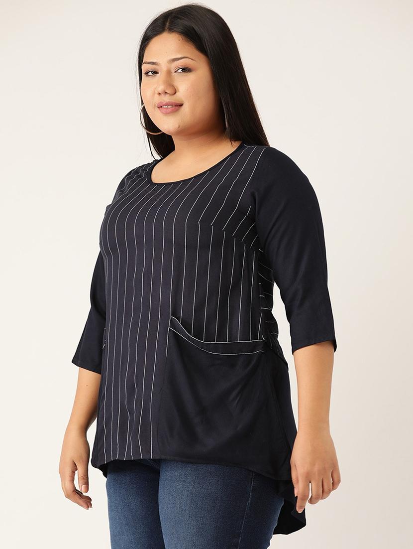 women's straight round neck top - 20055687 - Standard Image - 1