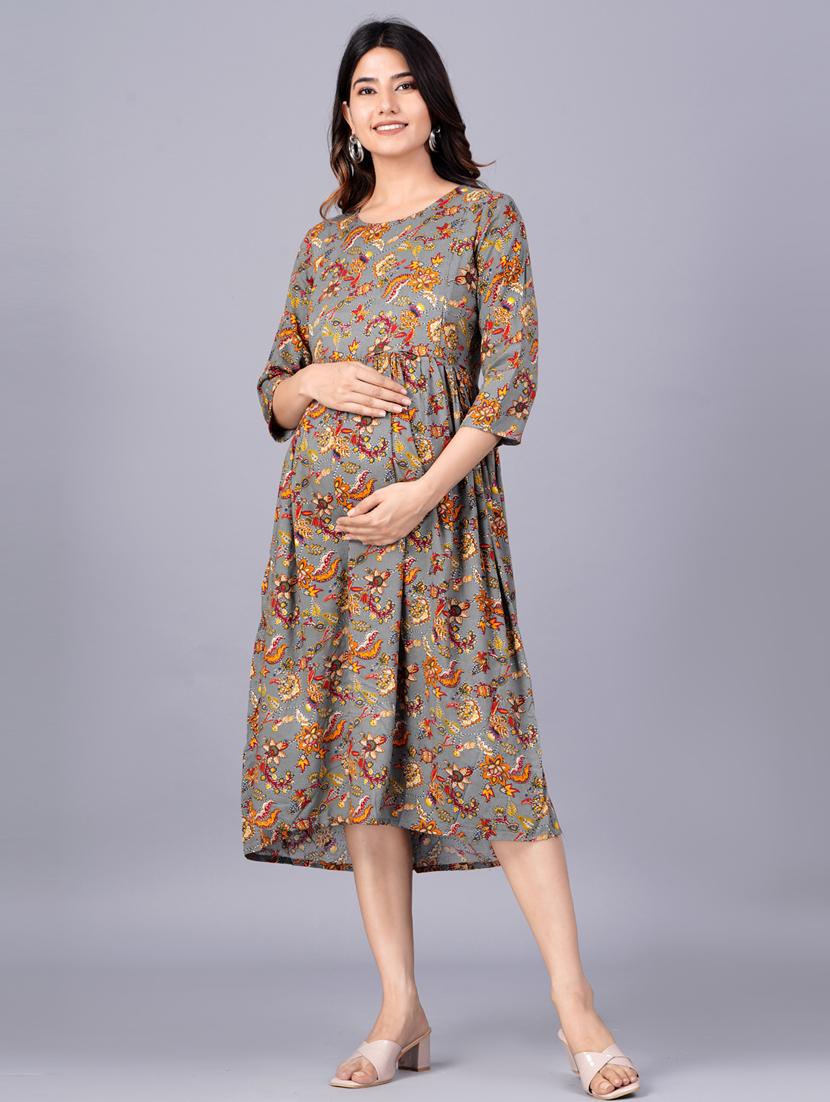 maternity printed flared kurta - 20055698 - Standard Image - 1